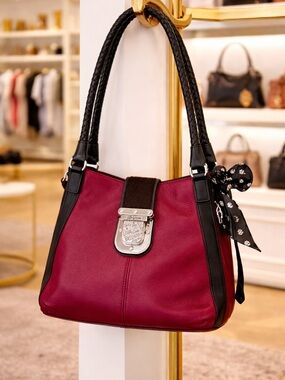 Brighton Dovima burgundy pebbled leather shoulder bag